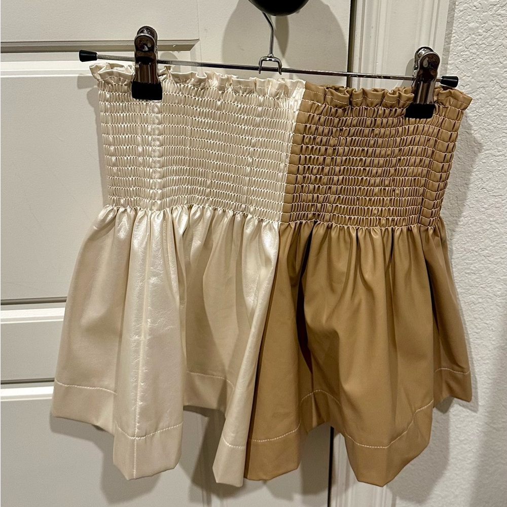 Elegant Two-Tone Cream and Tan Skirt